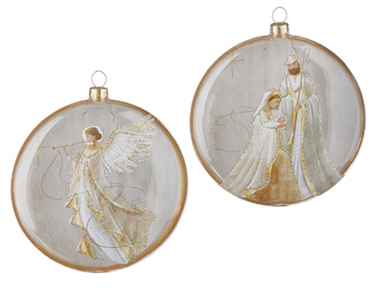 5" Holy Family and Angel Disc Ornament