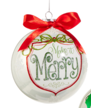 5" Merry Shield Ball Ornament