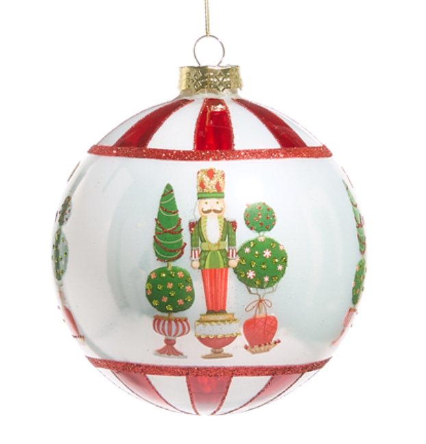 5" Merry Topiary and Nutcracker Ball Ornament