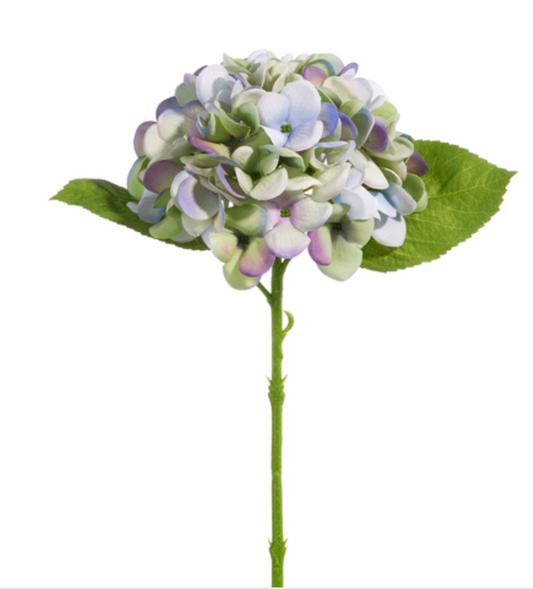 13" Real Touch Green and Purple Hydrangea Stem