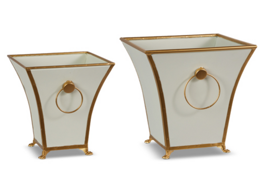 White and Gold Metal Containers