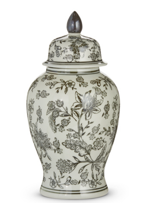 16" Brown and Ivory Ginger Jar