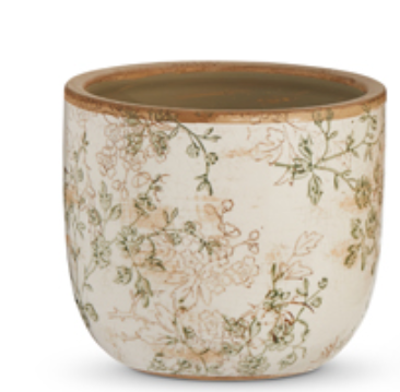 Taupe Floral Cache Pots