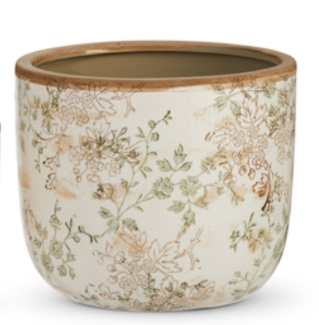 Taupe Floral Cache Pots
