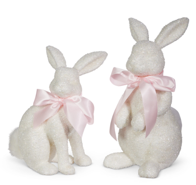 14.5" White Glitter Bunny