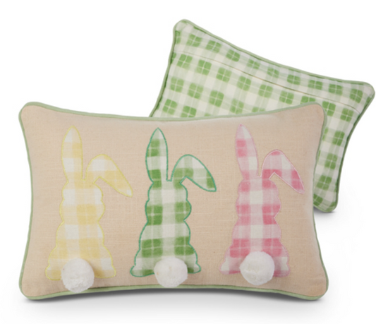 Spring Gingham Cotton Tail Pillow