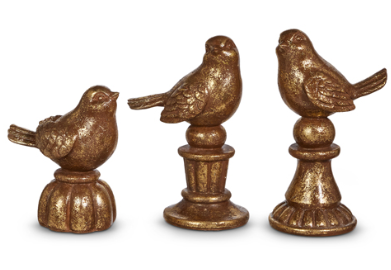 Antique Brass Birds on Pedestals
