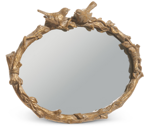 Bird on Branch Oval Mirror