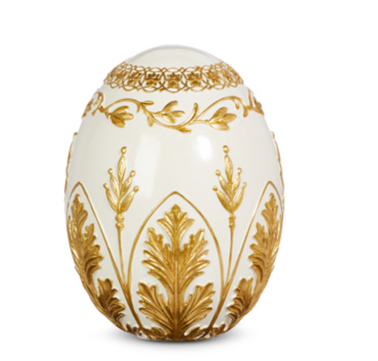 8" Cream and Gold Egg