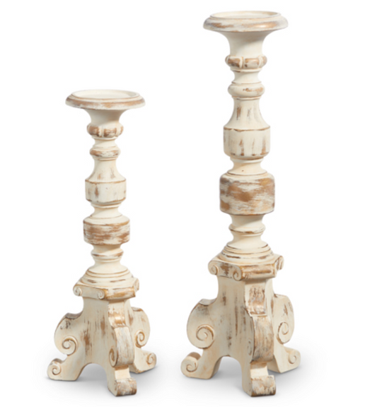 Ivory with Gold Antiquing Candle Holders
