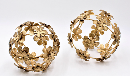 Antiqued Metal Floral Sphere