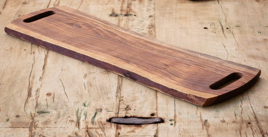 Wooden Live Edge Serving Board With Handles