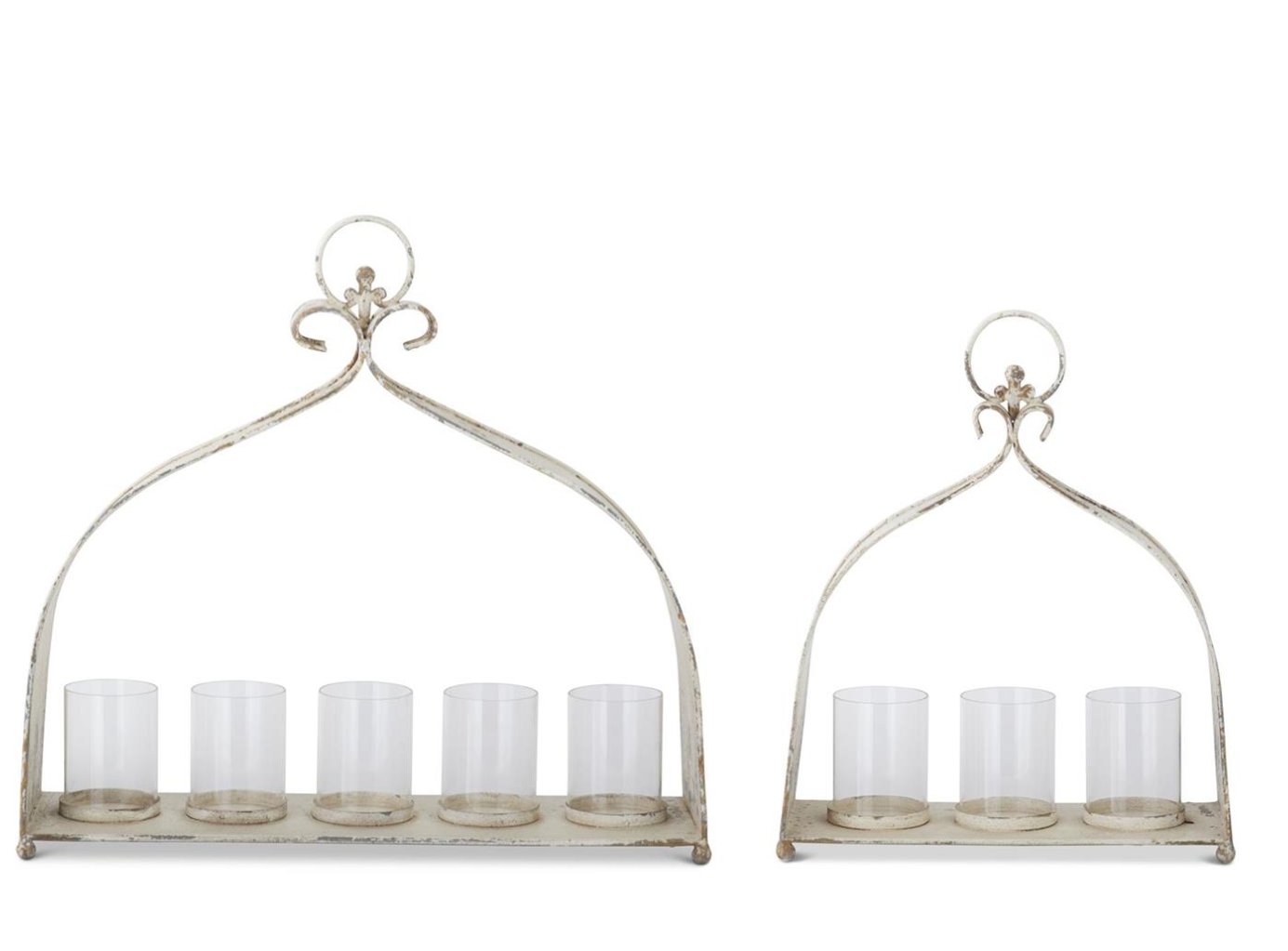 Weathered White & Gold Hurricane Candlehold