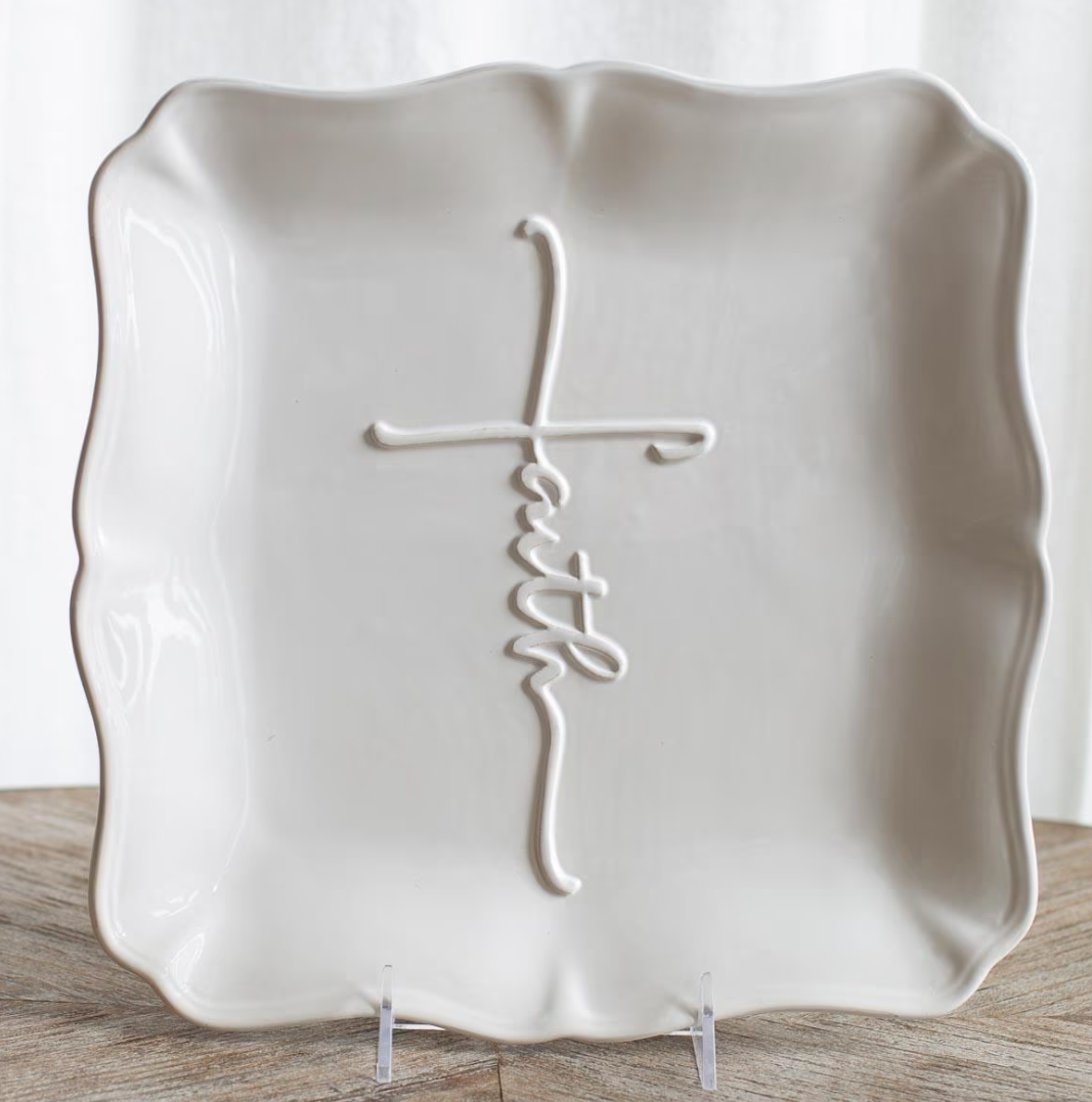 Faith Embossed Square Platter
