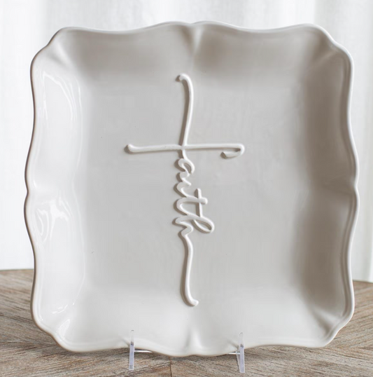 Faith Embossed Square Platter