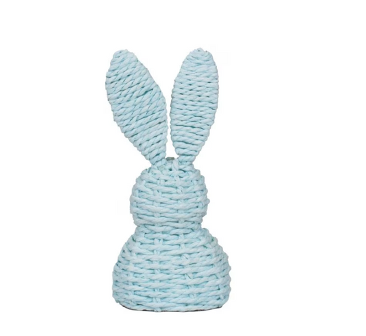8" Blue Wicker Bunny