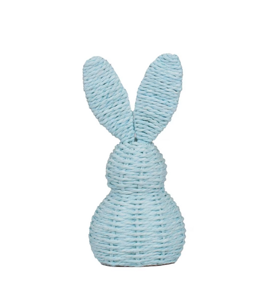 9" Blue Wicker Bunny