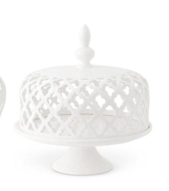White Ceramic Filigree Cakeplate