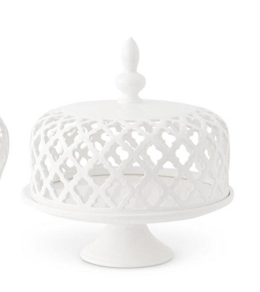 White Ceramic Filigree Cakeplate