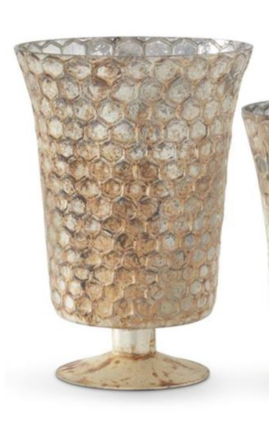 Large Champagne Mercury Glass Honeycomb Vase