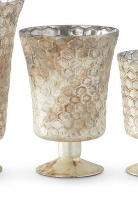 Medium Champagne Mercury Glass Honeycomb Vase