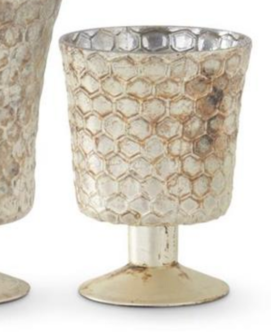Small Champagne Mercury Glass Honeycomb Vase