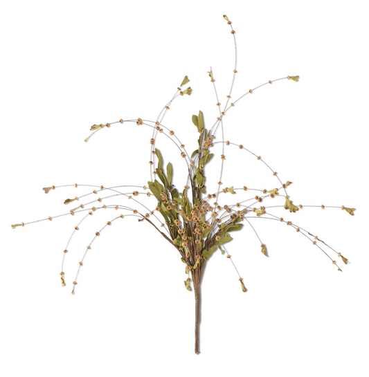 Brown Bead Bud Spray with Foliage