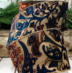 Blue and Orange Floral Ribbon