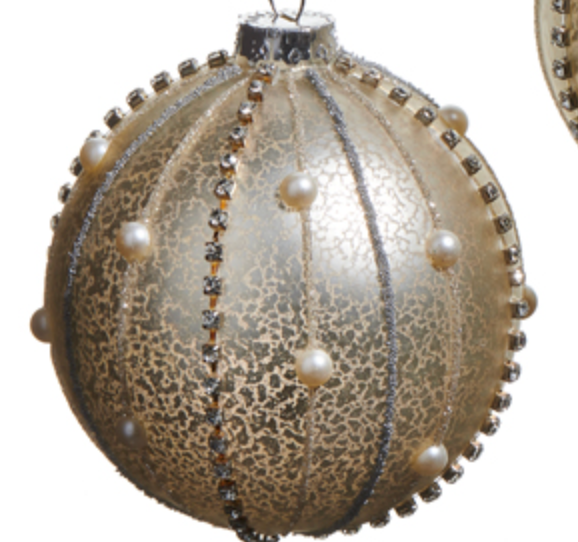 Silver Mercury Glass  And Pearl Ornament