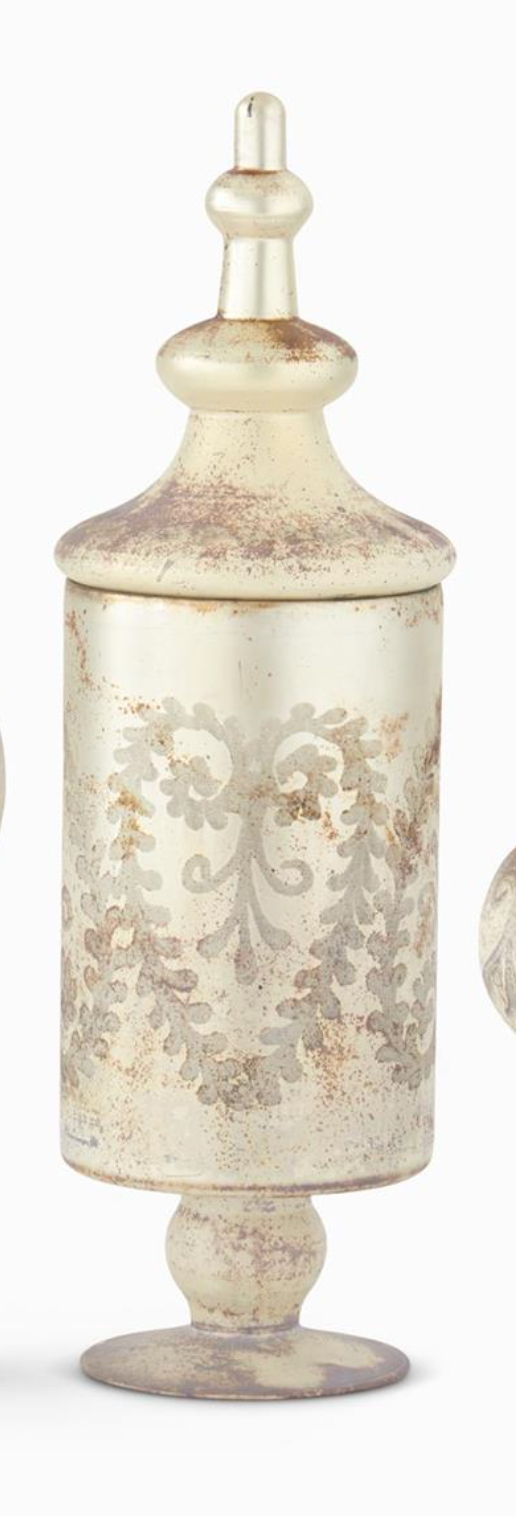 Burnt Champagne Etched Glass Apothecary Jar