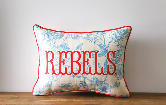 Rebels Toile Pillow Piping Red