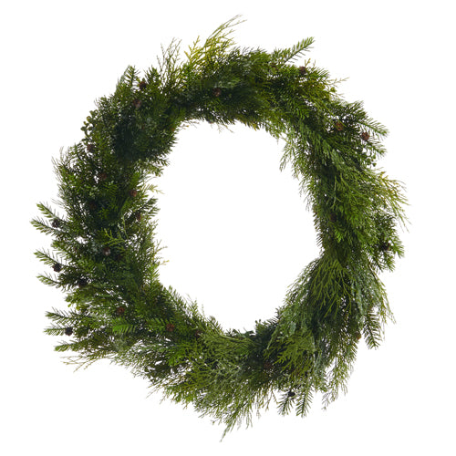 Iced Mixed Greenery Wreath