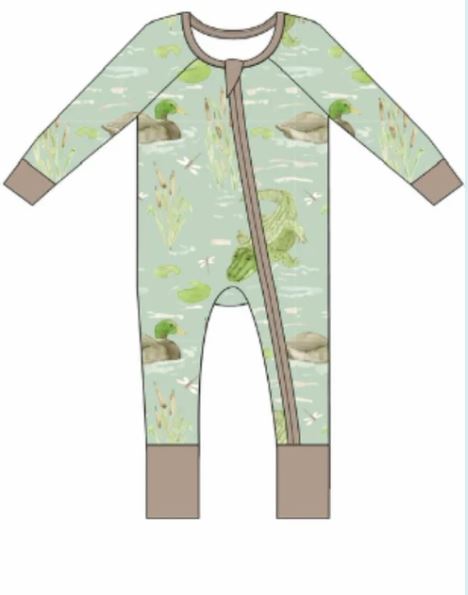 Ducks and Gators Zipper Onesie