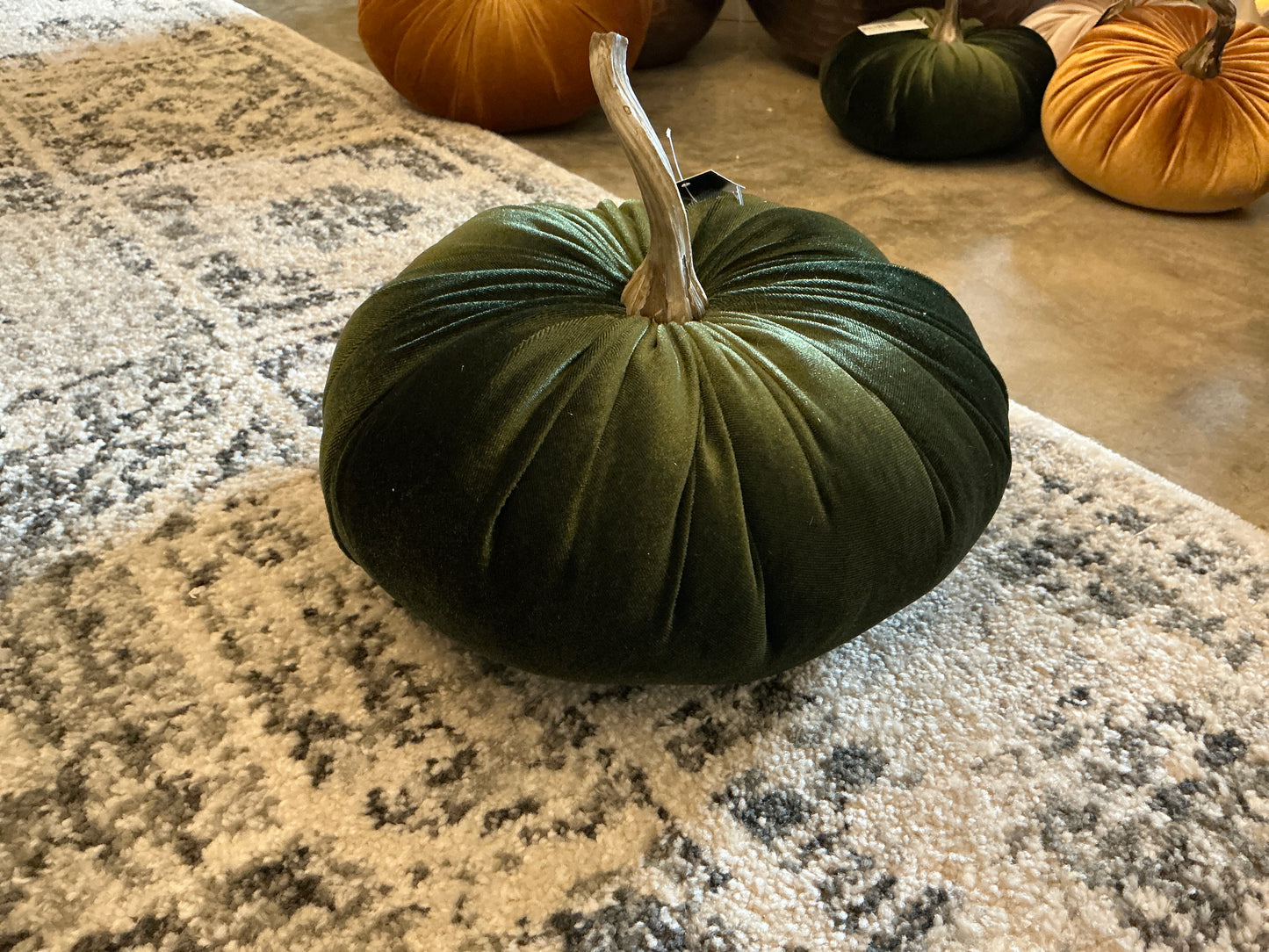 Large Plush Velvet Pumpkin - Green