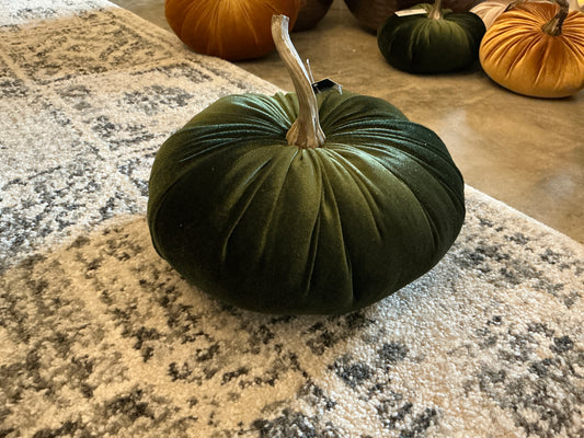 Large Plush Velvet Pumpkin - Green