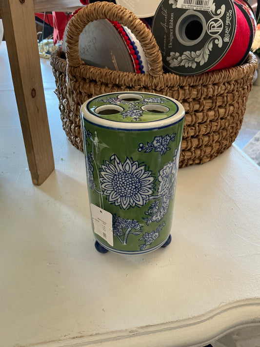 7.25" Green and Blue Tulip Vase
