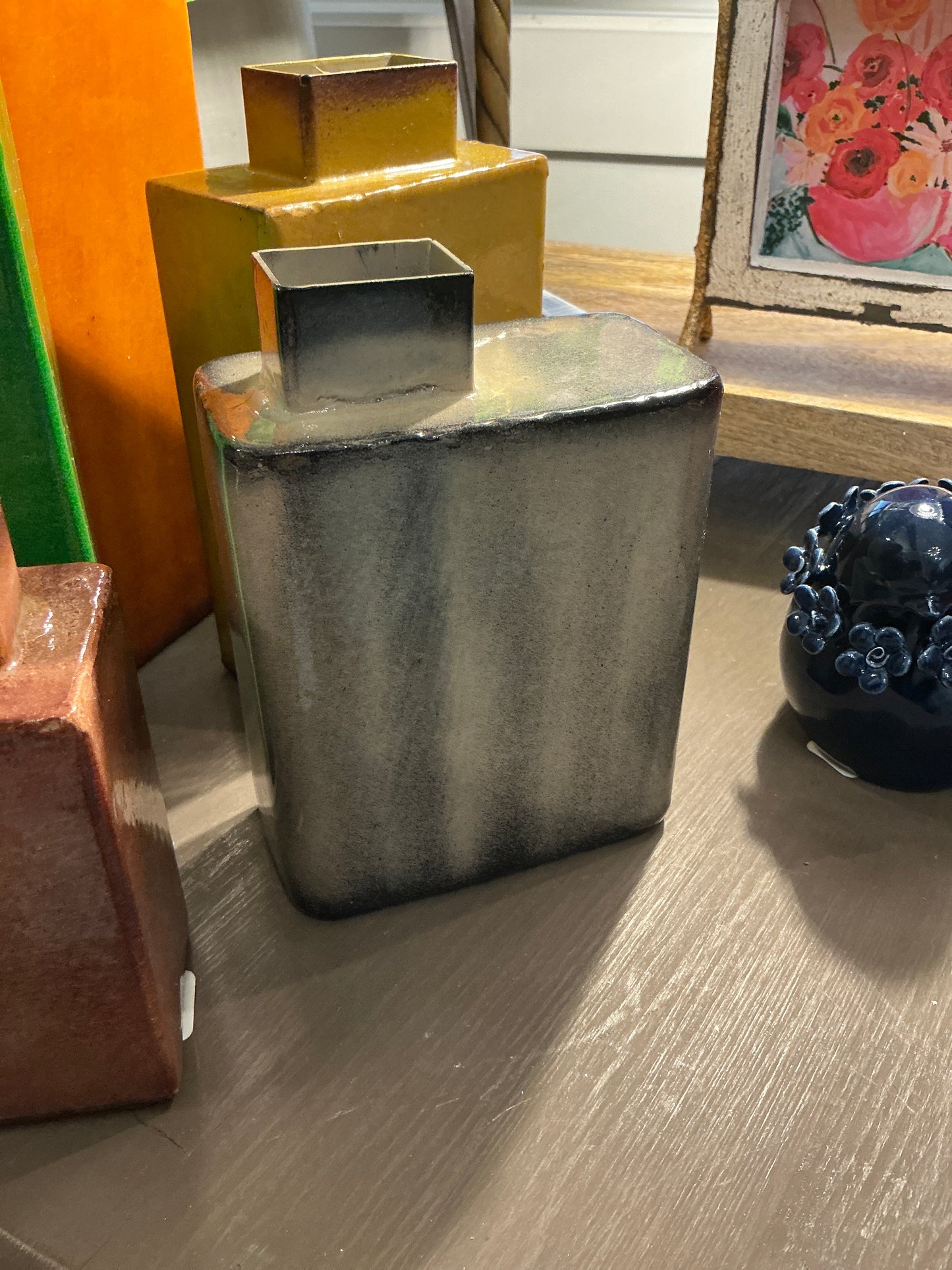 PAINTED METAL VASES - M