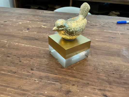 5" Gold Bird on Two Toned Block