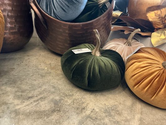 Small Plush Velvet Pumpkin - Green