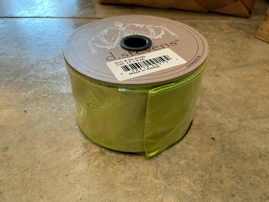 Faux dupion, lime 2.5” x 10 yds