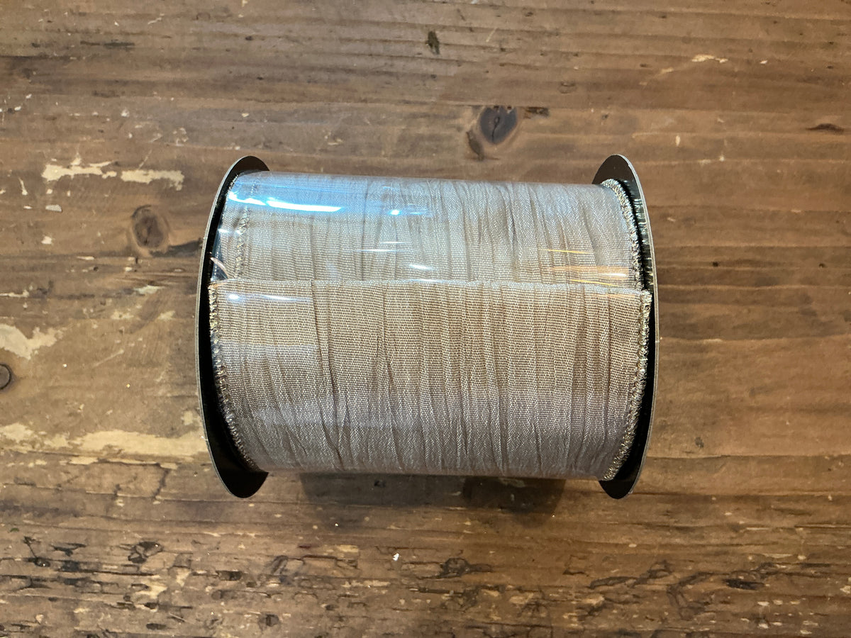 4"x 10yrds Crinkle Cream Ribbon