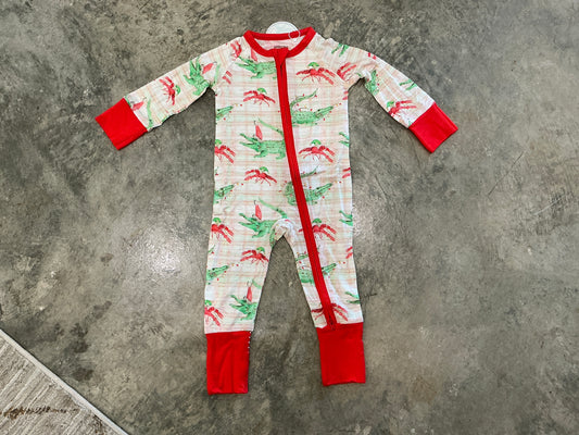 Gator Crawfish Christmas Zipper Onesie