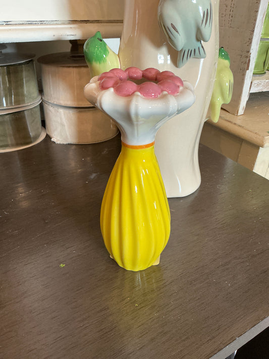 8" Ruffled Whimsy Bud Vase Yellow
