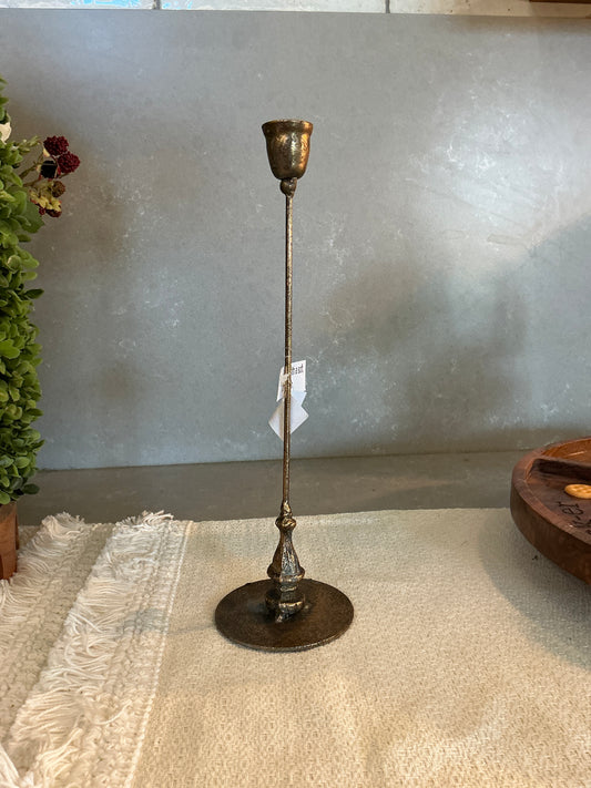 ANTIQUE BRASS TAPER CANDLE HOLDER SMALL