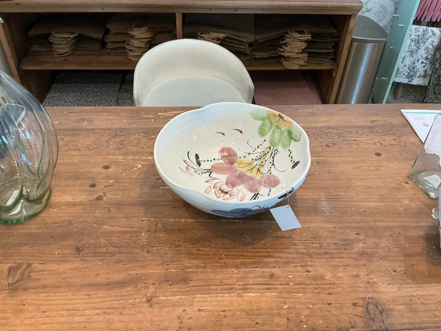LOTUS PATTERN PORCELAIN BOWL 12''W,MUL