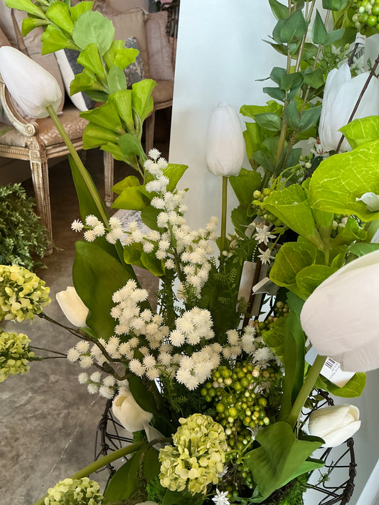 White Mini Burs & Fern Stem