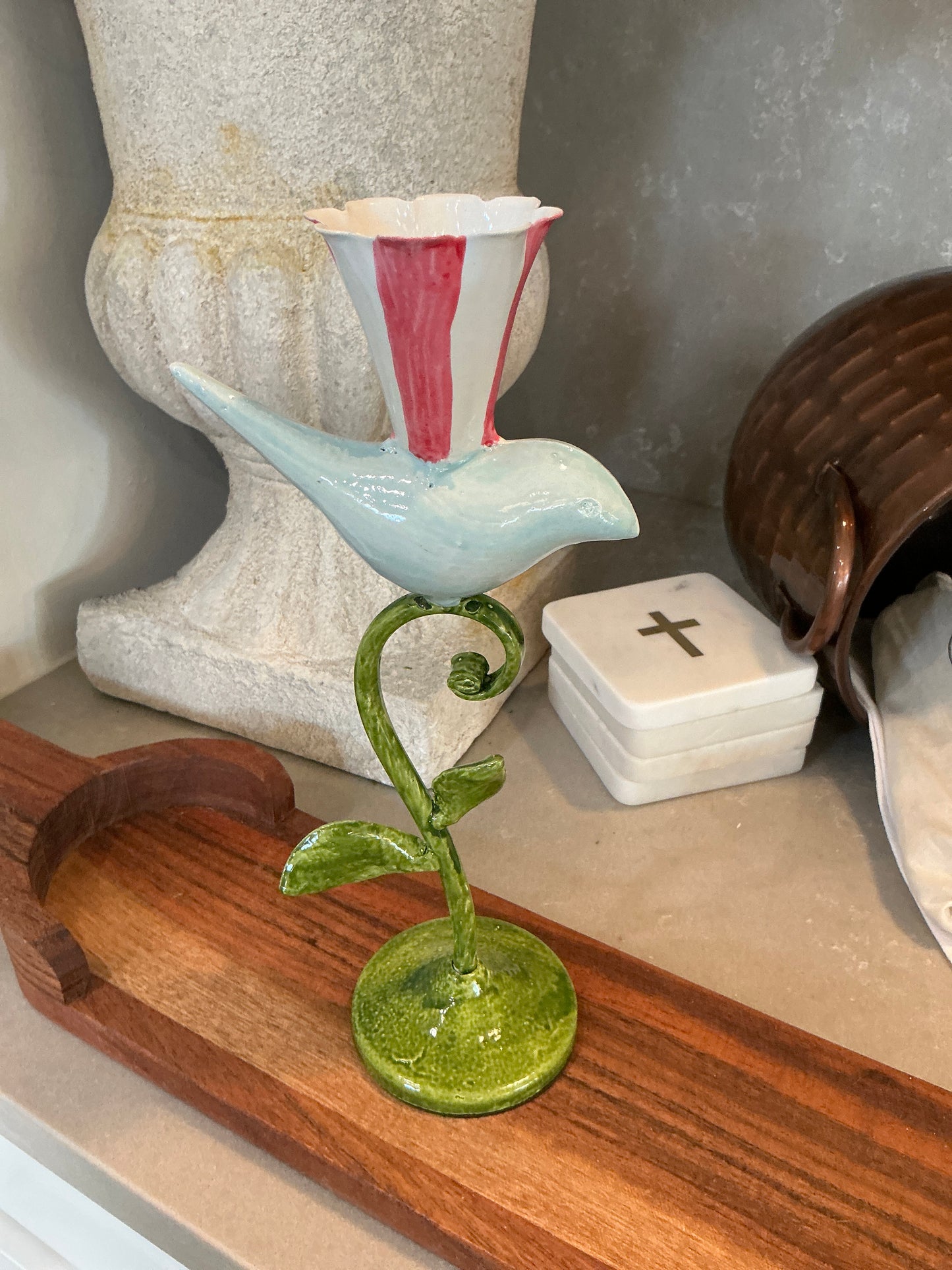 Bird on Vine Candlesticks LG