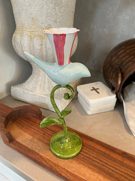 Bird on Vine Candlesticks LG