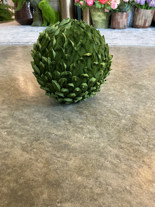 Green Petal Leaf Ball Ornament 6 Inch