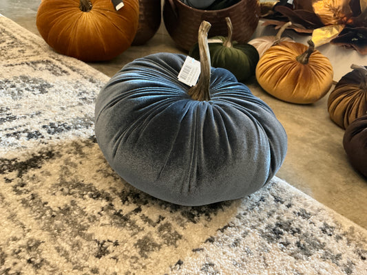 Large Plush Velvet Pumpkin - Blue